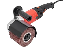 FERMOIRPER Máquina de satinado, 2200 W, lijadora para renovación exterior, 3000 rpm, ancho de tambor de 6 velocidades, diámetro de 100 mm, pulido para metal esmerilado de baldosas de madera y mármol