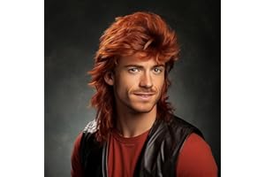 BERRYLION Ginger Mullet wig|Mens Wig for Adult|Pop Rock Wigs for Men|Mens Wigs Fancy Dress for 70s 80s|Male Wig For Party
