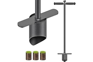 BeneLabel Zwiebelpflanzer, 87cm Blumenzwiebel Pflanzwerkzeug Langstiel Federform Tulpen Narzissen Garten Werkzeug 11.5cm Tiefe Rasenstopfer mit Schubstange Bodenlöserfür für Verdichtete Erde