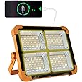 iodoo Cosyeasy Portable Led Work Solar Light 100W 16500Mah 10000 Lm With Stepless Brightness Job Site Battery Rechargeable Floor For Worklight Hurricane Father's Day Gift, Orange,White