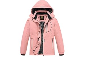 MoFiz Vestes de Ski Fille Hiver Blousons Fille Chaud Manteau de Neige Imperméable Veste Polaire Enfant avec Capuche