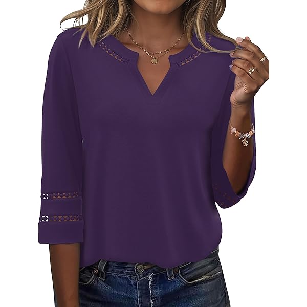 Yutila Blouse Dames Elegant Tuniek Chiffon Damesbloesen Bovenstuk Eenvoudig Voorjaar 3/4 Arm Bovenstuk Herfst Bloesenshirt, wit, L