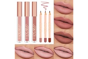 Desing Wish 6 Pezzi Rossetto Lunga Durata Opaco Kit Matita Labbra Nudo Rosso Rossetti Set Lucidalabbra Matite Labbra Rossetto liquido Lipgloss Lipstick Matte Trucco Regalo per trucchi Ragazza Donna