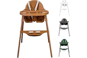 YALION Kinderhochstuhl Hochstuhl 2 in 1, Kinderstuhl Baby Hochstuhl, 5-Punkt-Gurt High Chair Baby, Fußstütze, abnehmbare Tablett,ab 6 Monate bis 3 Jahre (max. 15 kg)-Braun