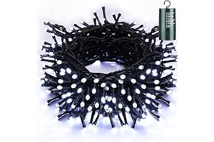 Qedertek Łańcuch świetlny na zewnątrz, 20 m, 200 diod LED, na baterie, wodoodporny, 8 trybów i funkcja pamięci, łańcuch świetlny na Boże Narodzenie, do ogrodu, na imprezę, choinkę bożonarodzeniową