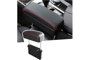 SHAOHAO accoudoir Voiture Universel Coussin d'accoudoir, Support de coude, Ajustable, Hauteur Confortable, coude Forearm Wrist Rest, Console Centrale réglable et Confortable (Ligne Rouge)