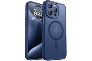 CANSHN Magnetyczne etui na iPhone'a 15 Pro Max, kompatybilne z MagSafe, [pełna ochrona aparatu], półprzezroczyste, matowe, smukłe, odporne na wstrząsy etui ochronne - głęboki niebieski