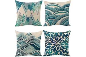 GSP Gspirit 4 Pack Cuscini Divano Verde Montagne Cotone Biancheria Decorativo Copricuscini Divano 45x45 cm