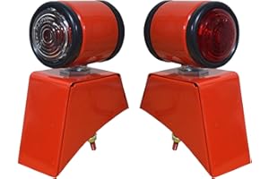 BAJATO APSMOTIV Tractor Rear Lights 2x Side Indicator Lamp Red Butler Style Tail Light Assembly with 12v Bulbs and Brackets for Massey Ferguson Real Light Case IHC Nuffield Tractors Light
