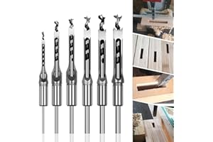 TECHFECTION Vierkantlochbohrer Holzbearbeitungsstechbohrer Vierkantbohrer Set 6 Stück 6,4/8/9,5/12,7/14/16 mm Holz Vierkant Stemmbohrer Holzbearbeitungswerkzeuge Bohrer Sqaure Bohrer für Quadratische Löcher