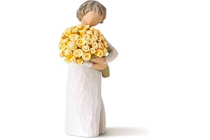 Figura de ángel con amapolas amarillas, Willow Tree, Home Deco, Enesco