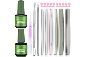 HILARECO Removedor Esmalte Permanente,2 Piezas Magic Gel Nail Polish Remover, Quitaesmaltes De UñAs en 3-5 Minutos,Lima De UñAs Profesional Y Empujador De CutíCulas