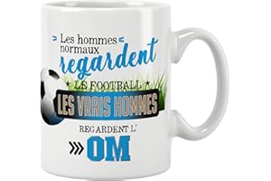 JOLI MUG. Mug foot Marseille. Les vrais hommes regardent Marseille. Cadeau - Anniversaire Noël fête. Pour amis, famille. Cadeau original. Céramique haute qualité 11oz - 320 ML (MARSEILLE)