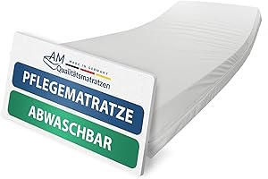 ‎AM QUALITÄTSMATRATZEN AM Qualitätsmatratzen wasserdichte Matratze Fuer Pflegebett 120x200 - Made in Germany - Inkontinenzmatratze für die Heimpflege 14 cm - Krankenbett Matratzen Fuer Senioren mit festen Sitzkanten