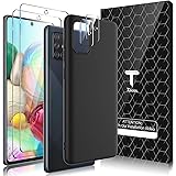 TOCOL Funda Compatible con Samsung Galaxy A71 4G, 2 Piezas Protector de Pantalla 2 Piezas Lente de cámara Vidrio Templado HD 