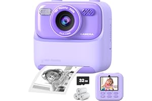 CIMIZI Sofortbildkamera Kinderkamera, 2,4 Zoll 1080P HD Kinder Digitalkamera mit 32G Karte&Druckpapier, Jungen und Mädchen Weihnachts Geburtstagsgeschenk Geschenke Spielzeug für 3 4 5 6 7 8 9 10 11 12 Jahre