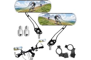 Twshiny Bike Mirrors, 1 Pair Aluminium Mountain Bicycle Motor Scooter Rear View Back Mirror Wing Mirror,Black,125mmx45mm