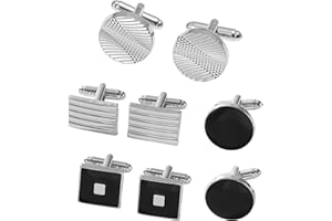 LEBKFT 4 Pairs Cufflinks for Men, Men's Cufflink Set with Personalized Elegant and Classic Color Tones for weddings, business, and graduation gifts