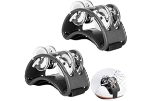 HELWEET Foot Tambourine, Foot Shaker, Foot Drum, Percussion Musical Instrument, for Acoustic Performances and Improvisation, for Parties, Concerts, Bars and Other Occasions, 2 Pcs, Black