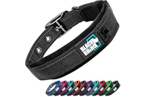 Black Rhino el Comfort Collar Collar de Perro Ultra Suave Neopreno Acolchado para Todas Las Razas de Altas prestaciones Ajustable Reflectante Resistente a la Intemperie (Grande, Negro)