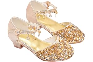 BOTCAM Children's Shoes with Shiny Sandals Princess Shoes Bow High Heels Show Princess Shoes Sandals Children 24