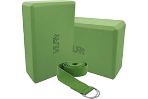 VLFit Yoga-Blöcke mit hoher Dichte, mit Yoga-D-Ring, Baumwolle, Stretchband