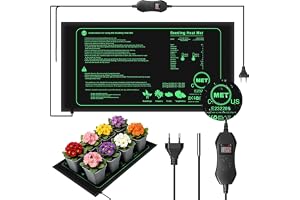 Värmematta för växter, 52,5 x 25 cm, termostatset | 50 W, för plantor, värmematta vattentät och hållbar 20 till 45 °C, perfek