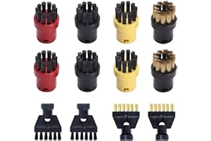 CLKE 12 sztuk akcesoriów do czyszczenia parowego do Kärcher SC1/SC2/SC3/SC4/SC5 z 8 okrągłymi szczotkami + 4 płaskimi szczotkami do kuchni, mebli, łazienki, dywanów