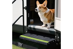 puiaxod Wohnmobil Trittstufen Fußmatte, Schnallenverschluss Verstellbare Teppich Trittstufe Wohnmobil, rutschfeste mit Nächtlichen Reflektierenden Streifen, Camper Zubehör, Schwarz