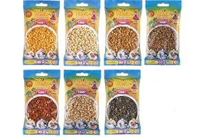 HAPPY PRICE TOYS Hama Midi Perles à Repasser Convulut - Marron (12, Mort 20, Clair 21), Beige 27, Ours en Peluche 60, Cappuccino 75, Nougat 76 + Instructions de Repassage Avec 3 Modèles