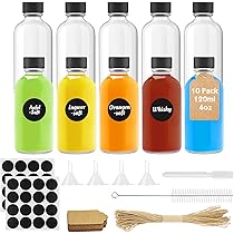 YBCPACK 12 stuks kleine flessen om te vullen, 60 ml Mini Shot glazen flessen met trechter, etiketten en pen, perfect voor gember, jenever en andere dranken