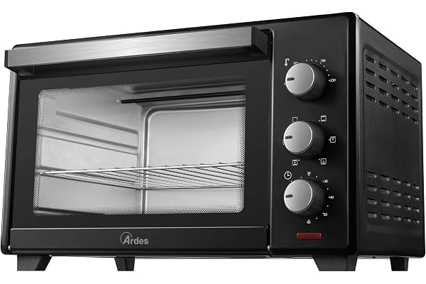 ARDES - Four Électrique Ventilé AR6231B 30 Litres, 6 Fonctions de Cuisson, Minuterie, Double Vitre, Avec Accessoires, Noir