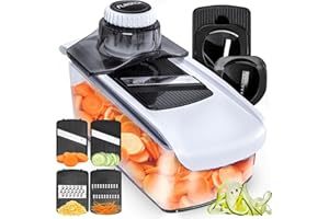 Fullstar Kitchen Mandoline Vegetable Slicer - Mandoline Food Slicer - Veggie Julienne Cutter & Cheese Grater - Potato Veg Slicer - Kitchen Tools & Gadgets (6-in-1 White)