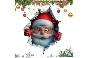 FAMINESS Christmas Creative Wall Sticker Santa Claus Breaking Through Wall Design Large 3D Santa Claus Wall Decals Removable Winter Holiday Xmas Break Through Walls Decor for Window Refrigerator Decoration