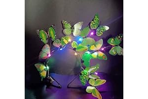 Clataly Cerchietto per capelli con farfalla a LED, ghirlanda luminosa per matrimoni, feste, accessori per capelli da donna (verde)