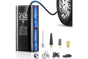 DICTIEN Compresor Aire Portátil, Inflador Ruedas Coche, 150PSI 12V 6000mAh Mini Compresor de Aire con Luz LED, Hinchador Ruedas Coche para Bicicleta, Coche, Moto, Vcooter, Balones