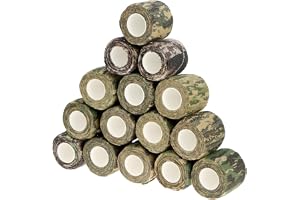 QWORK® 15 rullar kamouflage tejp set, självhäftande kamouflage bandage restfri, 4,5 m x 5 cm, för utomhus och fotografering