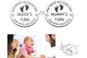 AZWOOD New Parents Decision Turn Coin, Gifts for New Mum Dad, Funny Cute Double Side 1.18 inch Decide Maker, Flip Coin Decision, Gift for New Baby Newborn Daddy Mum, Whose Turn Will it Be? (Silver)