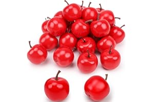 Meiwlong 27 PCS Gefälscht Künstliche Lebensecht Rot Apfel Dekoration Haushalt Faux Realistisch Kunststoff Früchte Ornament Party Weihnachten Innen Fest