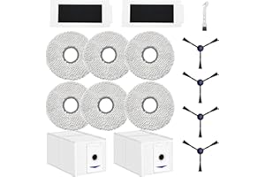 DianSung Accessoires pour ECOVACS DEEBOT T30 Pro Omni / T30 Omni Robot aspirateur pièce de Rechange, 6 Chiffon + 2 Sac à poussière + 4 brosses latérales + 2 filtres