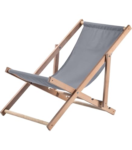 Chaise Longue Pliable Ollewiellan - Bois & Tissu Oxford - 3 Positions - Max 120kg - Jardin, Plage