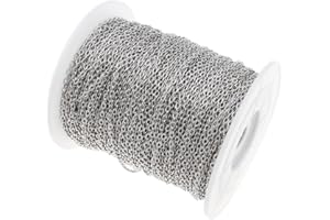 Perlin - Cadena de eslabones de 3 metros, cadena de metal ovalada de 4 mm, cadena de joyería por metros, para la fabricación de collares, pulseras, manualidades, K12