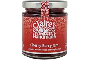 Claire's Handmade - Cherry Berry Jam (227g) - Traditionally Made Breakfast Treat Jam Packed with Cherries, Strawberries & Raspberries, Suitable for Vegetarian, Vegan & Gluten Free Diets, GMO Free