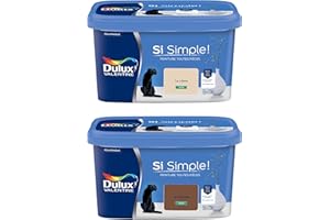 Dulux Valentine Peinture Si Simple Peinture Intérieure Toutes Pièces Satin - Peinture Murs et Plafonds, Portes et Plinthes - Lot de 2 - Couleurs : Le Crème & Le Chocolat 2,5 L