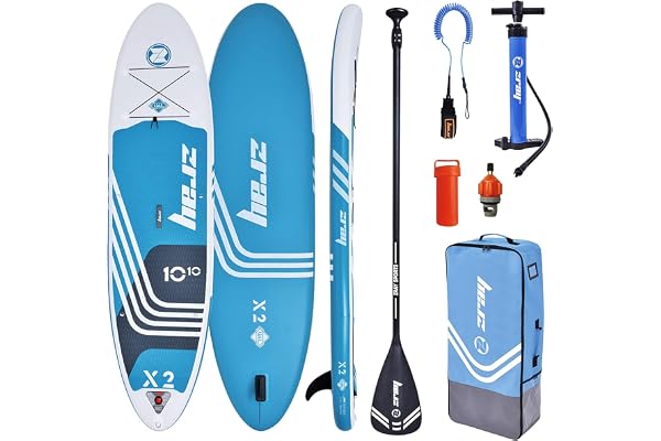 Zray X-Rider X1 Inflatable Sup Outdoor Sport All Around Stand Up Paddle Board Kit with Ultimate Agile Light Technology, Blue/White