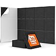 36 Pack Sound Proofing Panels Self-adhesive, TONOR 30x30x0,9cm Square Acoustic Absorbing Panels for Wall, High Density Insulation Soundproofing Panels for Podcast Studio, Living Room, Offices, Black