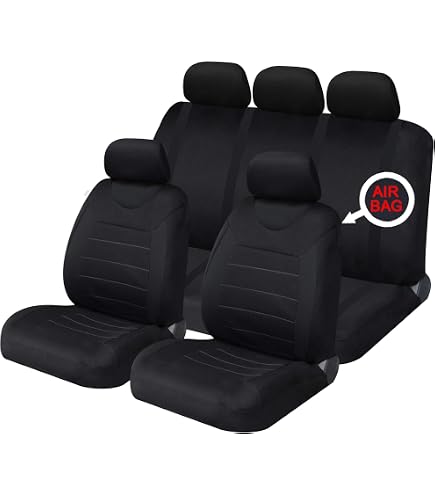 thumbnail image 2 of Black Fabric Full Set Seat Covers – 5 Seater – Fit Ford C-Max, S-Max – Airbag Compatible 2 of 3