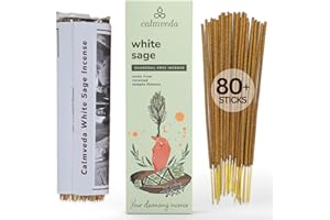 Calmveda White Sage Incense Sticks for Cleansing - (80 Scent Sticks) Charcoal Free, Made from Upcycled Flowers | Protection Incense to Cleanse Negative Energy
