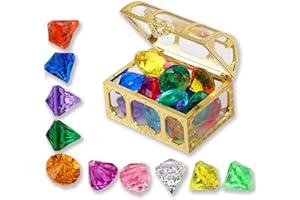 MXHBSTP 11 PCS Treasure Chest, Multi Color Diamonds Set, Treasure Hunt Gem and Treasure Chest, Treasure Hunt Toy for Crafts Party Summer Swimming Toys Birthday Swimming Pool Party