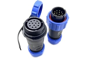 BAYZCONN Conector Industrial SP21 de 12 Pines, Conector de aviación Impermeable IP68, Conector Macho y Hembra Recto Conector Circular Tipo Soldadura para Aplicaciones industriales y de aviación